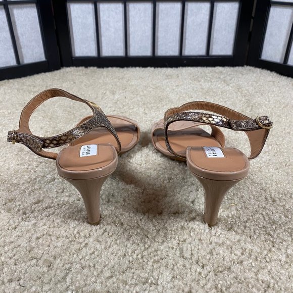 Fratelli Rossetti Tan Sandal Heels Snake Strap 7.5 - Picture 9 of 14